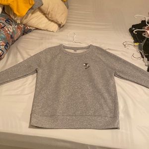 Grey sweater with “Bee” Kind embroidery